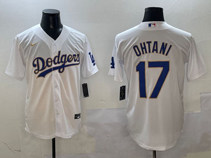 Men Los Angeles Dodgers 17 Ohtani White Blue Game 2025 Nike MLB Jersey style 402